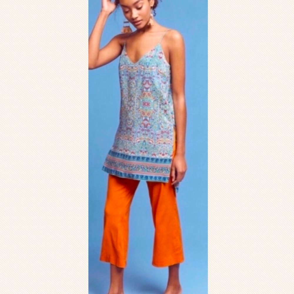 New Maeve x Anthropologie Meret 2 | XS Blue Pink Silk Floral Tank Tunic Top - Picture 5 of 10